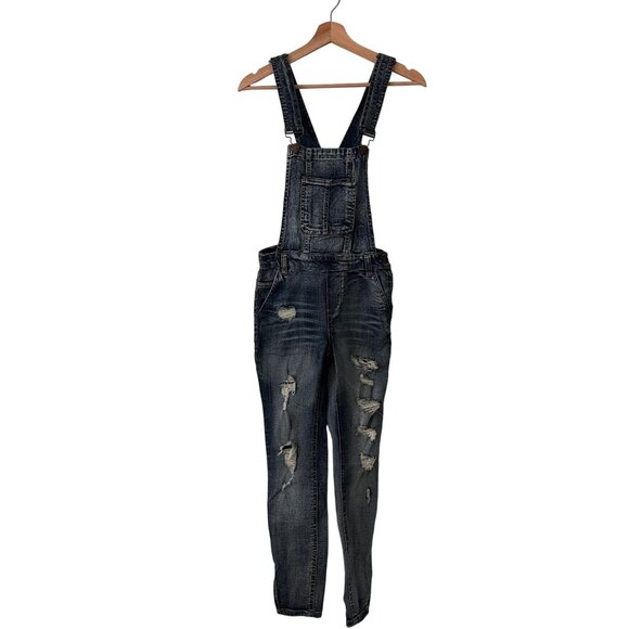 Dollhouse Distressed Denim Overalls Juniors Size 3 With Adjustable Straps & Mult - Picture 1 of 9